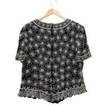 Papell Boutique  Evening Sz 1X Black Silk Beaded Short Sleeve Top Scallop Hem VTG Photo 4