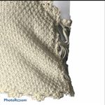 Debut Cream Crochet Knit Cropped Tank Top Open Back Scalloped S/M Photo 3