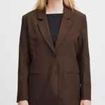 ICHI NWT Java Brown IHKATE SUS Oversized Button Loose Fit Blazer Medium Photo 2