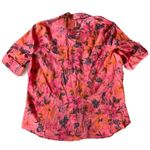 IZOD Vintage Peachy Floral Semi-Sheer Button Up Blouse Large Photo 1