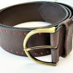 Coldwater Creek  Brown Leather Belt with Red Bead Details Photo 0