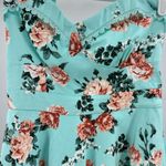 Hot Topic Aqua floral halter fit and flare bustier dress 50s pin up backless M Photo 7