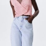 ZARA  Pink Tweed Top Tank Crop Cropped Fringe S Photo 2