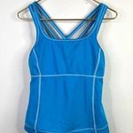 Lands' End Bright Aqua Blue Strappy Modest Tankini Swim swimsuit top womens 8 M Photo 0
