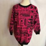 Vintage 80s bright pink op art sweat shirt Size M Photo 4