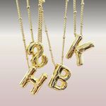 Bubble Balloon Letter S Initial Necklace Gold Photo 2