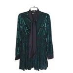 INA  Womens Velvet Bow Tie Long Sleeve Mini Dress Black Green‎ Size Medium NWOT Photo 1