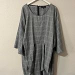 Eloquii  Gingham Plaid Tie Front Wide Sleeves Midi Dress Gray Plus Size 26 NWT Photo 5