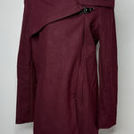 Sam Edelman  Burgundy Wool Blend Asymmetrical Wrap Coat Women’s Large Photo 0