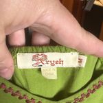 Aryeh  100% Cotton Green Dress with Purple Embroidery Size Medium Photo 2