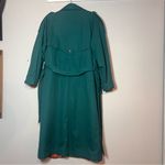 Vintage Double Breasted Trench Coat Womens Teal Green Size 12 Lined Long Belted Photo 4