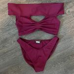 Becca Burgundy Off The Shoulder Bikini Set Photo 0