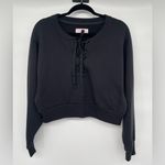 Victoria's Secret Victoria Secret Cropped Fleece Sweatshirt Women M Black Tie-up Front Long sleeve Photo 6