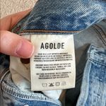 AGOLDE  Riley High Waist Straight Cropped Distressed Button Fly Raw Hem Zephyr 26 Photo 5