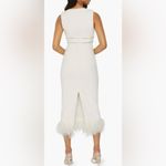 Likely NWOT Corianne Sleeveless White Feather Trim Empire Waist Midi Dress sz 8 Photo 1