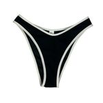 Fabletics  Coastline Swim Black Bikini Bottoms White Trim Cheeky Fit Size Large Photo 1