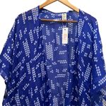 RAJ Duster Kimono Blue White One Size Short Sleeves Open Style Boho Nautical NEW Black Photo 1