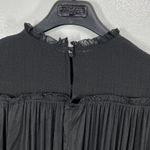 Current Air  Los Angeles Black Pleated Ruffle Mini‎ Dress XL Long Sleeve HighNeck Photo 5