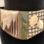 Vintage Waldorf Creations Belt Womens Leather Green Cream Ivory Wearable Art New Photo 1