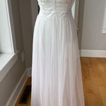 Iris  White Mesh Grecian Formal Dress Gown Size Medium FLAW Photo 3