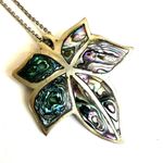 Vintage Alpaca Mexico Silver tone Leaf Brooch/pendant necklace Photo 2