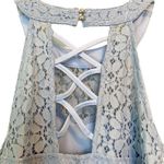 Candie's Candie’s Light Blue Lace Mini Dress Size Large High Neck Sleeveless Elegant Photo 2