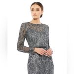 Mac Duggal  | 5124 Beaded‎ Long Sleeve  Evening Gown Charcoal Sequin Size 4 NWT Photo 2