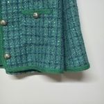 AQUA Green Tweed Bouclé Jacket L Women's Gold Button Front Pocket Trim Blazer... Photo 8