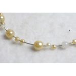 1928 Illusion Double Strand Fax Cream Pearl Silver Tone Wire Charming Necklace Photo 1