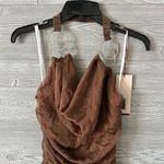 Milano brown Y2K formal prom dress gown. Halter neck‎ hi low appearance floor Photo 1