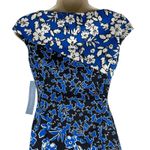 London Times Floral Printed Diagonal Sheath Dress Sleeveless Blue Size 0 Photo 6
