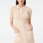 Maje  Jarina Ribbed Knit Mini Skirt Beige Pockets Parisian Women’s Size 40 Large Photo 2