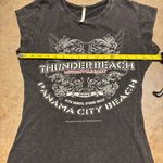 Thunder Beach Panama Biker Tee women’s Short Sleeve Black Motorcycle Harley Sz M Size M Photo 4