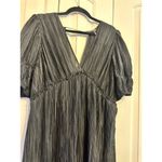 Anthropologie Black Midi Dress With Puff Sleeves & V-Neck By L Photo 4