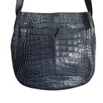 Vince Dark Blue Crocodile Leather Embossed Calf Skin Crossbody Bag Purse Photo 2