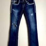 Maurice's Maurice’s premium ladies Dark Blue thick stitching Distressed Women Jeans Sz 28 Photo 0