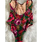 J Crew Emerald Green Bold Floral Ruffled Shoulder Swimsuit Size S Pink Photo 4