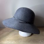 Phenix Hat Grey Wool Floppy Wide Brim Fedora Wool Leather Trim Boho Western Vibe Gray Photo 1