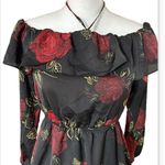 Cupcakes & Cashmere Black Red Floral Halter Dress Small Black Photo 7