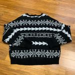 EXPRESS Miltered Pullover Sweater Womens Size Medium Black Aztec Geometric Knit Photo 2