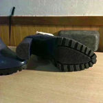 Shoedazzle Blue Faux Leather Chunky Sole High Heel Bootie w/ Ankle Chains Photo 5