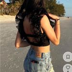 Free People  House Party Crop Top w Ruffle Sleeve XS Black Photo 1