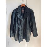 Women's Lambskin Leather Coat Size Mens Large Peacoat Oversized Classic Unisex Black Photo 10