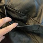 VintageāLeather black hooded faux fur lined trench jacket M Size M Photo 6