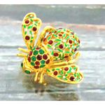 Joan Rivers HOLLY JOLLY BEE PIN BROOCH Holiday Christmas Holly Berries Green Red Photo 6