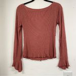 Free People  Intimately Say When Mauve & Gold Metallic Cut Out Front Blouse S Photo 6