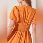 ASTR  Citrine Linen Bow Front Midi Dress Turmeric Orange One Size NWT Photo 3