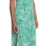London Times Green White Floral Leaf V-Neck Ruffle Sleeve Midi Dress 16W Plus Photo 0