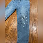 SheIn Blue Pearl Embellished Cropped Jeans Photo 4