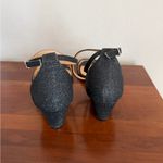 Badgley Mischka American Glamour Queen Black Sparkle Glitter Wedge Womens 10 Photo 3